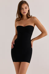 The Sweetheart Black Strapless V Waist Bandage Mini Dress