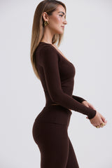 Raquel Chocolate Cashmere Blend Scoop Neck Top