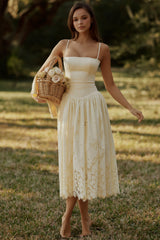 Ysabella Lemon Custom Lace + Broderie Anglaise Midi Sundress
