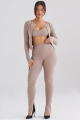 Mitzi Taupe Ribbed Knit Leggings