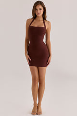 The Silhouette Burnt Sugar Halter Neck Bandage Mini Dress