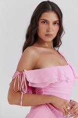 Kalena Cotton Candy Off Shoulder Mini Dress