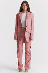 Kiera Warm Pink Vegan Leather Oversized Blazer