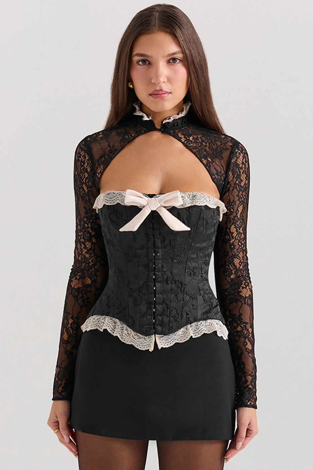 Perdita Black Metallic Jacquard Corset & Bolero