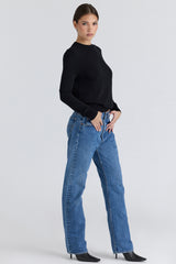 Rochelle Black Cashmere + Wool Crew Neck Sweater