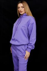 Halo Purple Cotton Fleece-Back Oversized Hoodie