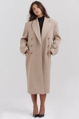 Carter Oatmeal Double Breasted Coat