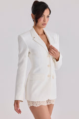 Luella vintage ivory crepe hourglass blazer jacket