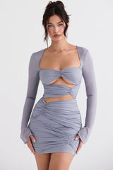 Camille Dove Grey Real Silk Mini Dress