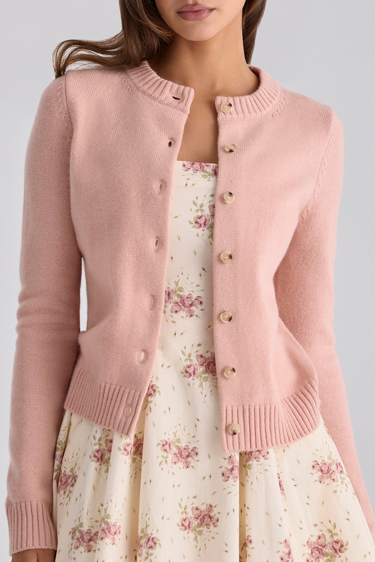 Signature Peach Cashmere + Merino Wool Cardigan