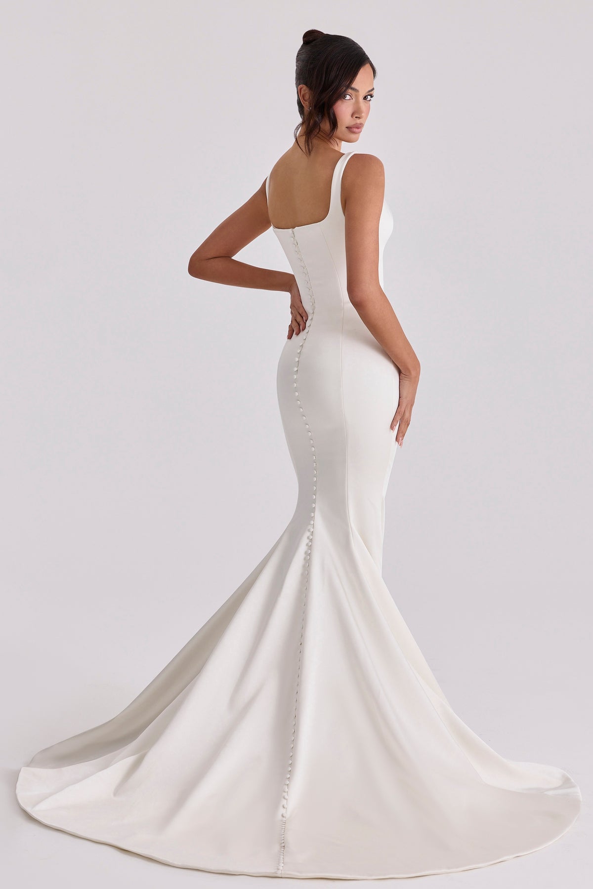 Leonie Ivory Satin Button Back Bridal Gown