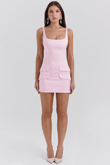 Cosette Rose Shadow Satin Sleeveless Mini Dress