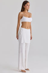 Leona White Sateen Trousers with Over Skirt
