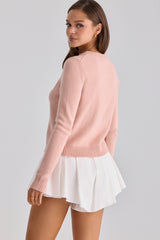 Lumi White Cotton Flared Mini Shorts