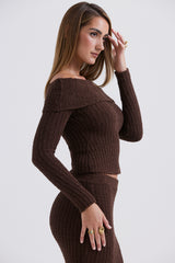 Saffron Chocolate Soft Boucle Knit Top