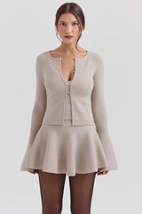 Aster Biscuit Wool Cashmere Long Sleeve Cardigan