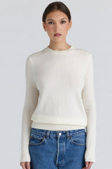 Rochelle Ivory Cashmere + Wool Crew Neck Sweater
