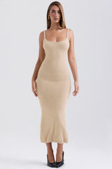 Fayette Beige Soft Fluffy Knit Maxi Dress
