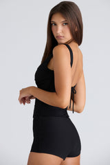 The Drape Neck Black Corset Top