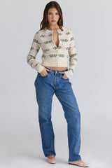Mistle-Bow All Over Print Wool Cardigan