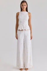 Nolia White Broderie Anglaise Cotton Bow Back Top