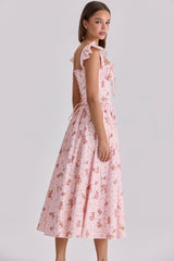 Livia Pink Vintage Rose Cotton Midi Sundress