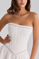 Gina White Cotton Strapless Maxi Dress