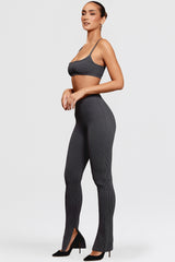 Mitzi Dark Grey Ribbed Knit Leggings