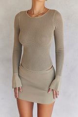 Savannah Taupe Knit Long Sleeve Top