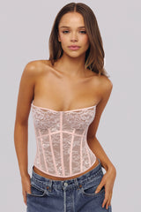 Ayana Pink Lace Boned Corset Top
