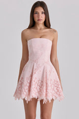 Jemima Pink Strapless Cut Out Broderie Anglaise Mini Dress