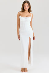 Lini White Mesh Maxi Dress