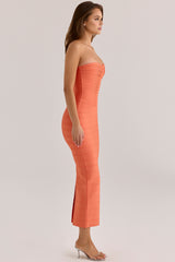 The Sweetheart Papaya Strapless V Waist Bandage Maxi Dress