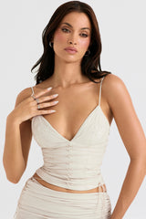 Antonella Off White Vegan Leather Corset