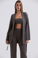 Alaia Charcoal Cashmere Blend Belted Cardigan