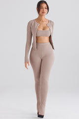 Mitzi Taupe Ribbed Knit Leggings