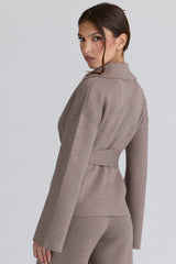 Fallon Taupe Wool Wrap Contour Jacket
