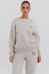 Haze Cloud Cotton Fleece-Back Crew Neck Sweatshirt