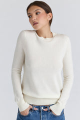 Rochelle Ivory Cashmere + Wool Crew Neck Sweater