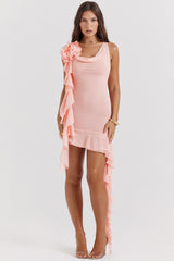 Charla Soft Apricot Ruffle Mini Dress