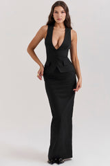Juliet Black Sleeveless Tuxedo Top