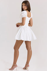 Lili White Cotton Detachable Corset Mini Dress