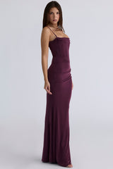 Milena Dark Cherry Corset Maxi Dress