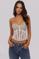 Ayana White Lace Boned Corset Top