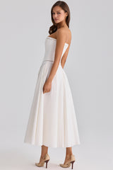 Gina White Cotton Strapless Maxi Dress