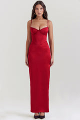 Stefania Ruby Corset Maxi Dress