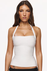 The Silhouette True White Halter Neck Bandage Top