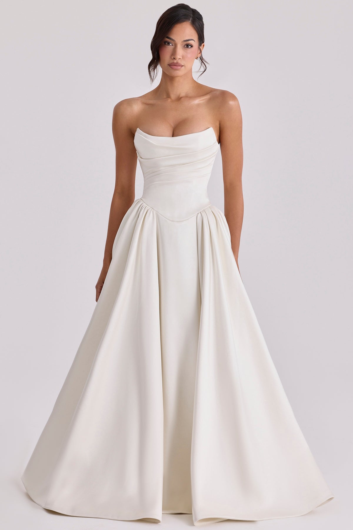 Jelena Ivory Satin Basque Waist Corset Bridal Gown