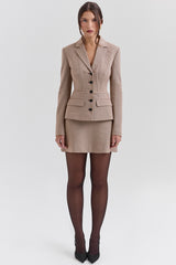 Nerida Brown Puppytooth A-Line Mini Skirt