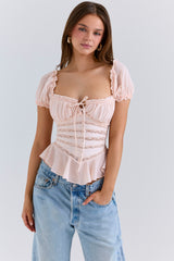 Cara Pink Lace Peplum Top